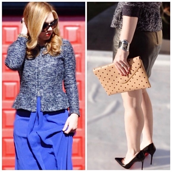 J. Crew Boucle Tweed Peplum Black Gray White Cropped Blazer - S - Picture 2 of 14